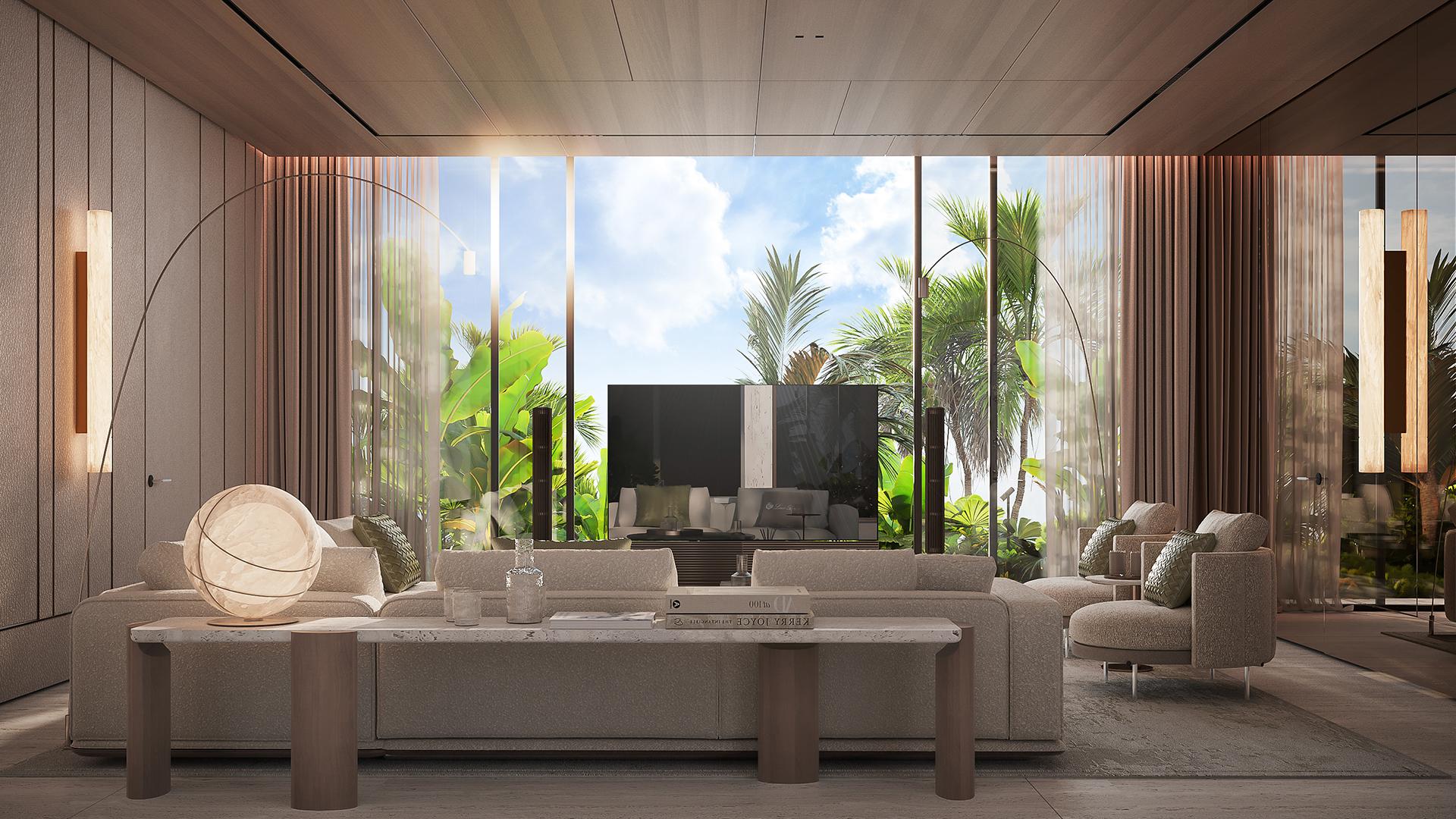 Contemporary living space with natural light