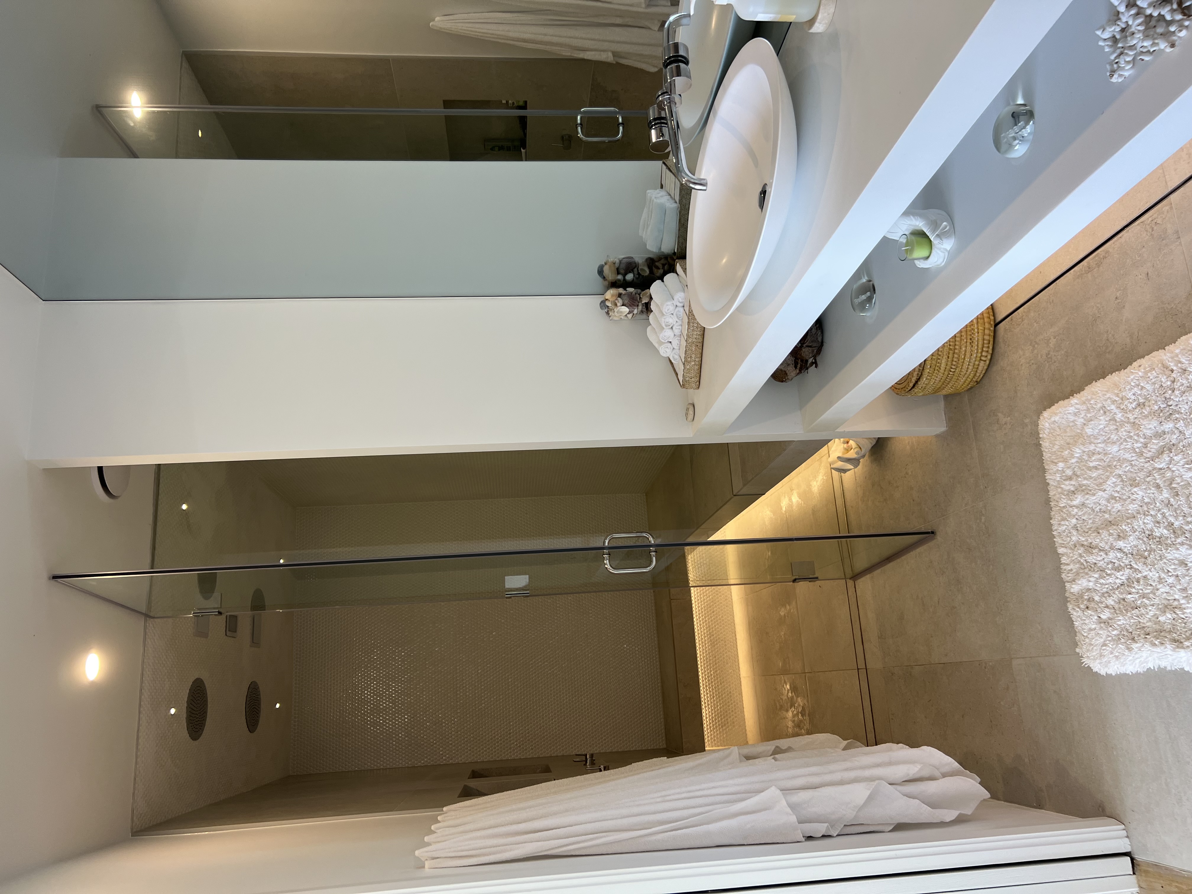 Modern spa bathroom with glass shower