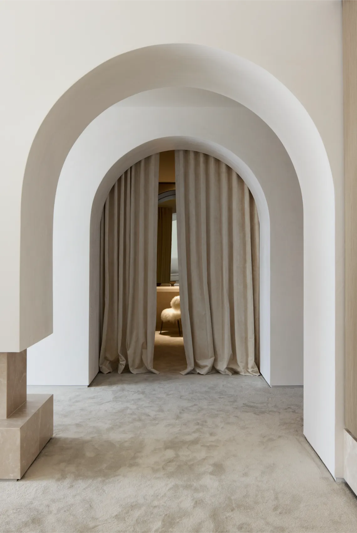 Arched doorway with elegant curtains